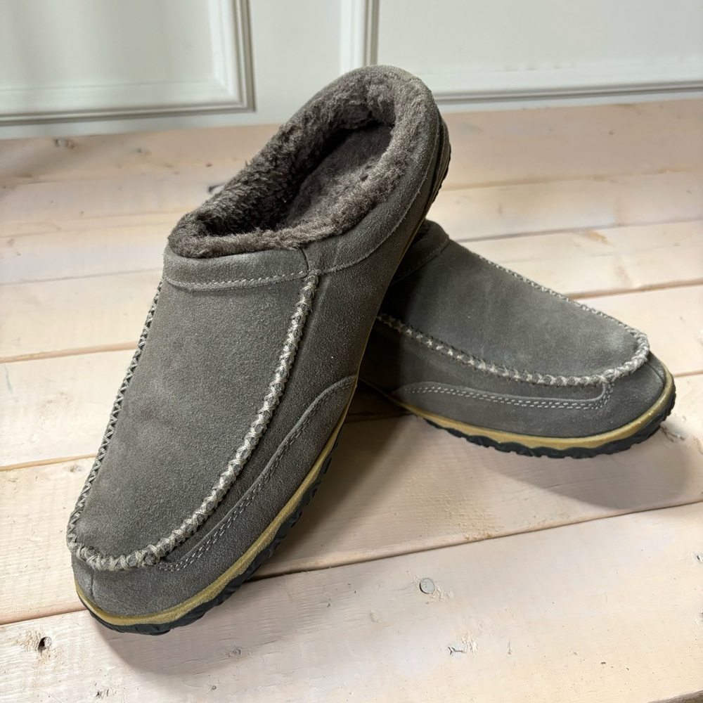 Grey/Taupe Suede Slippers